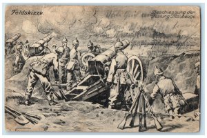 c1910 Cannon Bombardment of the Maubeuge Fortress Field Sketch France Postcard