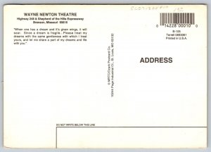 Wayne Newton Theatre  Branson Missouri  Postcard