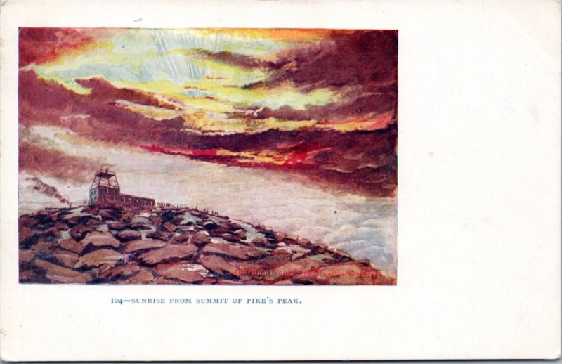Postcard CO Sunrise of Summit of Pike's Peak - 1902