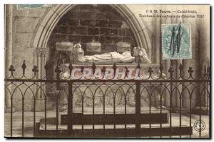 Old Postcard Tours Cathedral Tomb of Charles VIII of children