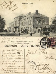 denmark, KOLDING, Banegaarden, Railway Station (1906) Postcard