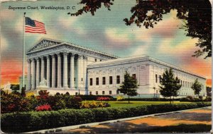 Supreme Court Washington Dc Linen Flag Capitol Grounds Gilbert Usa Postcard 