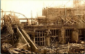 RPPC Chippewa River Dam Powerhouse Construction Cornell WI 1912 Postcard UNP D6