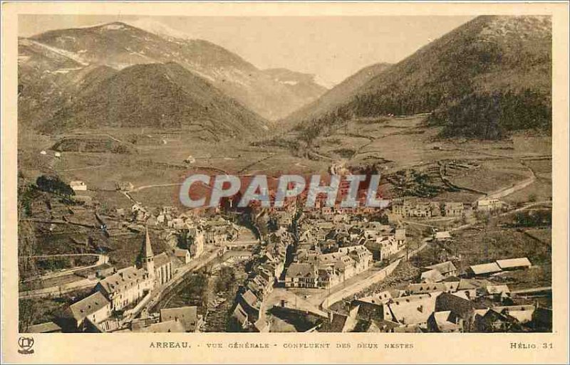 Old Postcard Arreau Vue Generale confluence of Nestes Deaux