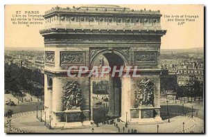 Old Postcard Paris Arc de Triomphe which houses the Tomb of the Unknown Soldier