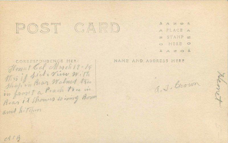 1919 Hemet Riverside California Brown Residence Painter Walnut Peach Tree RPPC