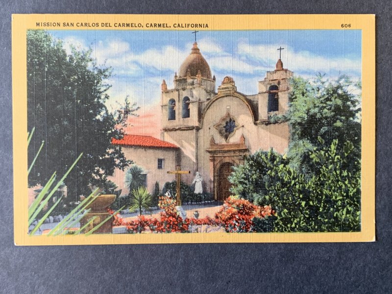 Mission San Carlos del Carmelo Carmel CA Linen Postcard H1162085320