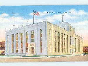 Linen POST OFFICE SCENE Sioux City Iowa IA d8874