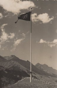 Adelboden Our Chalet Big Flag Antique Switzerland Real Photo Postcard