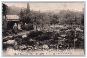 Nikko Japan Postcard Old Man Near Hotel Kamiyama c1910 Posted Antique