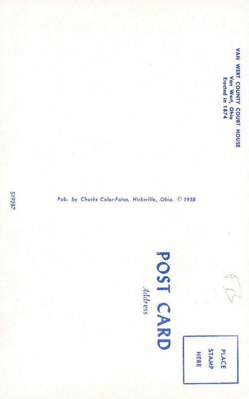 LPD49  Van Wert Ohio  Postcard Court House