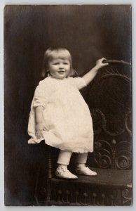 RPPC Cute Bright Eye Blonde Hair Little Girl c1916 Portrait Postcard I22