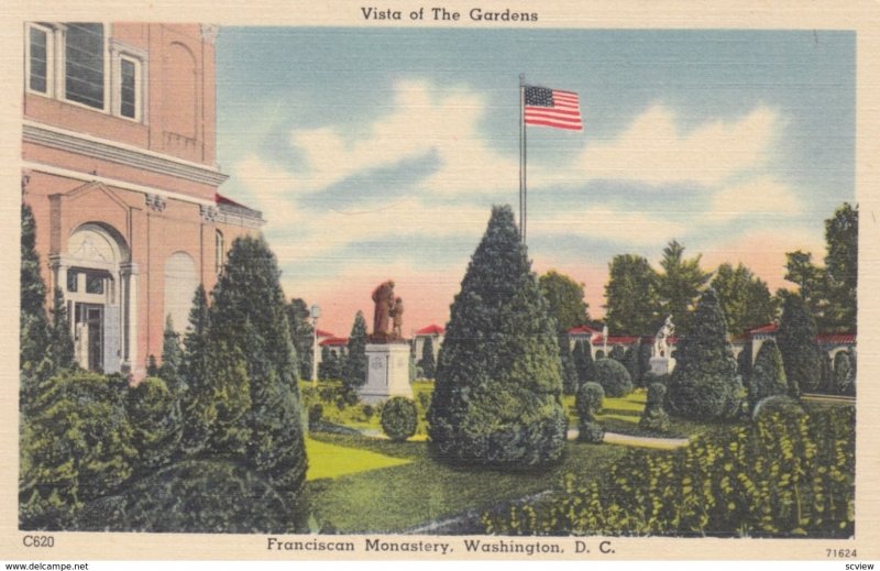 WASHINGTON D.C. 1930-40s; Vista of The Gardens, Franciscan Monastery