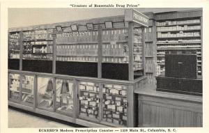 Columbia South Carolina 1940s Postcard Eckerd's Drug Store Modern Prescription