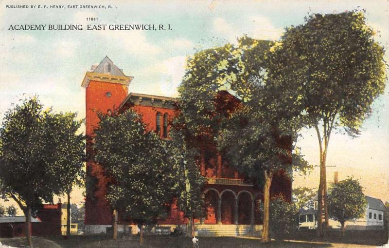 East Greenwich Rhode Island Academy Building Exterior Antique Postcard K13521