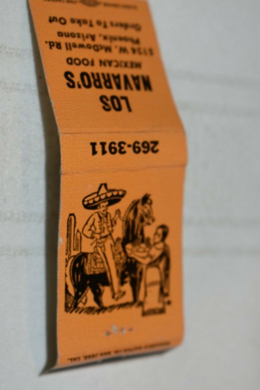 Los Navarro's Mexican Food Phoenix Arizona 20 Strike Matchbook Cover