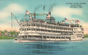 Vintage Postcard 1944 Coney Island Steamer Island Queen Cincinnati Ohio OH