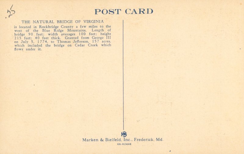 Natural Bridge Rockbridge County Virginia Winter