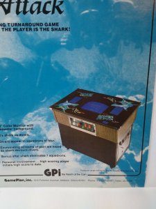 Shark Attack Arcade Flyer Original Game Plan Promo Art Killer Sharks 8.5 x 11 