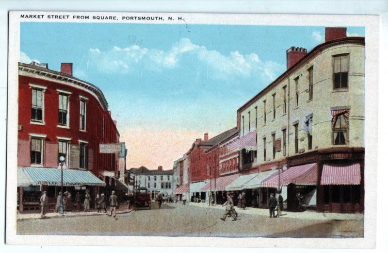 P1010 old card street scene from square portmouth new hampshire