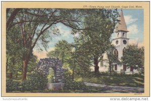 Massachusetts Cape Cod Town Pump and Church Sand Dunes Curteich