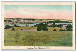 c1930's Greetings from Maitland Nova Scotia Canada Vintage PostedPostcard