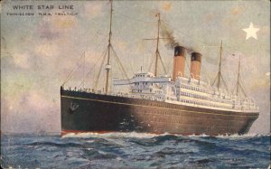 Steamship Boats, Ships Baltic White Star c1900s-20s Postcard