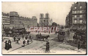 Paris Postcard Old Place Saint Michel and Notre Dame & # 39eglise