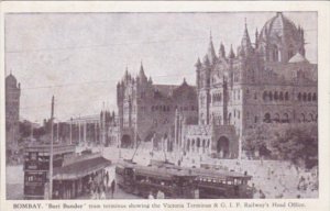 India Bombay Bori Bunder Tram Terminus Showing Victoria Terminus & G I P Rail...