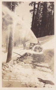 California Snow Plow At Work Near Huntington Lake Real Photo