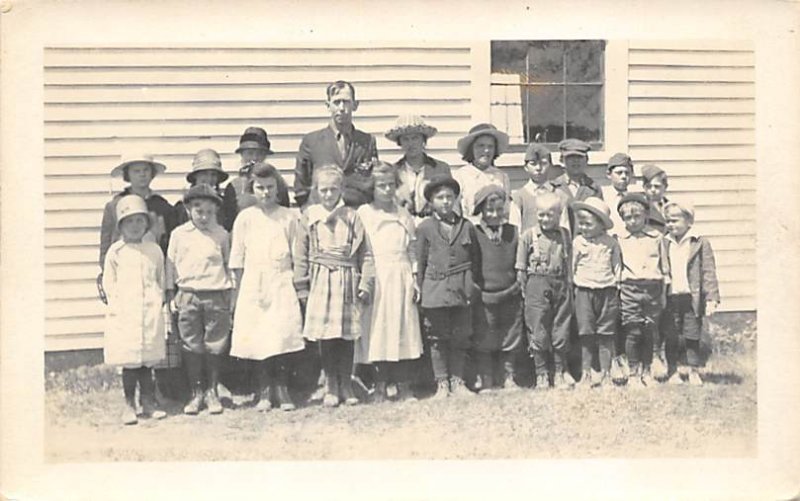 Children Outside of a School Postal marked, Ogunquit Maine USA Real Photo Unu...