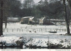 Grand Union Canal in Hertfordshire at Christmas Winter Postcard