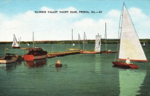 Vintage Postcard 1950 Illinois Valley Yacht Club Recreational Facilities Peoria