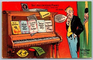 K50/ Leap Year 1908 Holiday Postcard Man Woman Love Piano 45