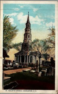 c1910 CHARLESTON SC ST PHILIPS CHURCH GRAVES JS PINKUSSHON CIGAR POSTCARD 25-12