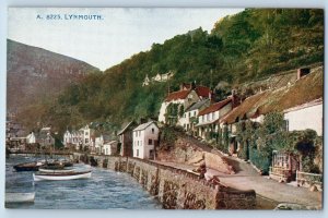 Devon England Postcard Lynmouth Boat at Side Road Building View c1910