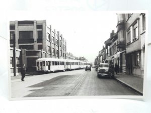 Original Vintage Tram Photo Trailers being moved out of Ostend Belgium 1957