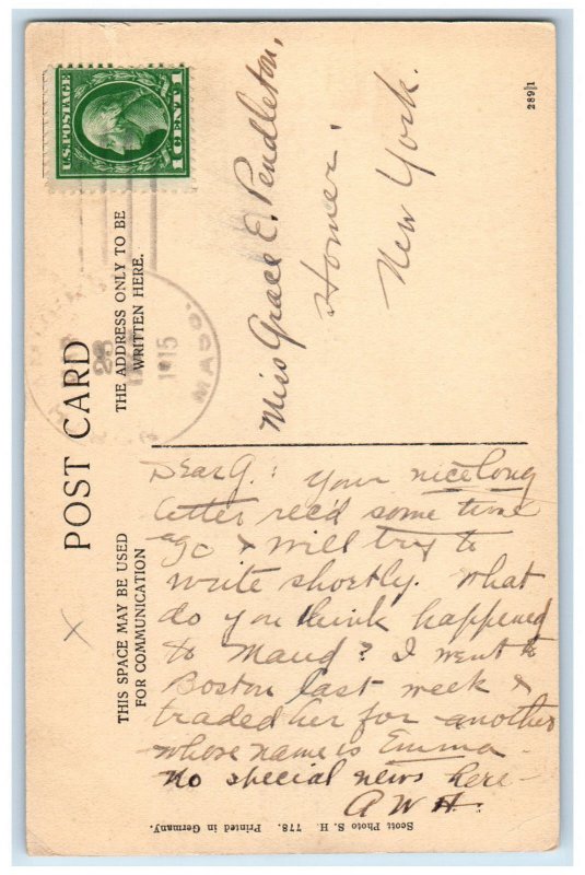 1915 Hockanum Ferry Northampton Massachusetts MA Antique Posted Postcard