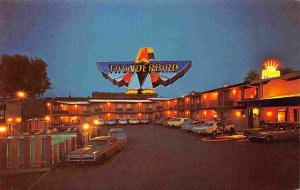 Thunderbird Lodge at Night West 120 Spokane Washington postcard