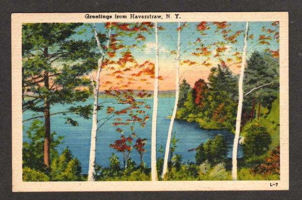 NY Greetings from HAVERSTRAW NEW YORK Postcard Linen PC