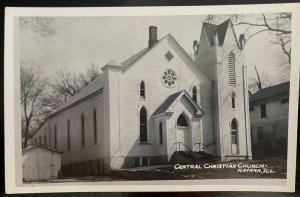 Vintage Postcard 1930's Central Christian Church, Havana, Illinois (IL) RPPC