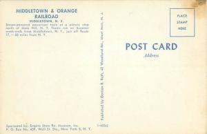 New York Middletown and Orange Railroad Steam Train Postcard