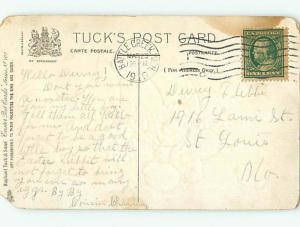 Divided-Back easter tuck COLORFUL ROOSTER WITH CHICKS & FLOWERS r3473