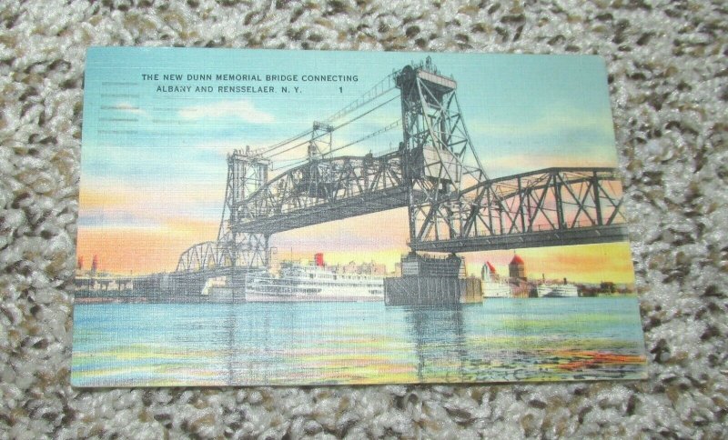 New Dunn Memorial Bridge Connecting Albany Rensselaer NY New York Postcard (B4)