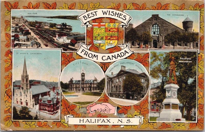 Halifax NS Nova Scotia Best Wishes from Canada c1908 Postcard E31