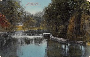 Cranford New Jersey River View,  Color Lithograph Vintage Postcard U11512