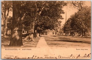 1906 Hard Drug Store Main Street Manchester Vermont Giant Trees Posted Postcard