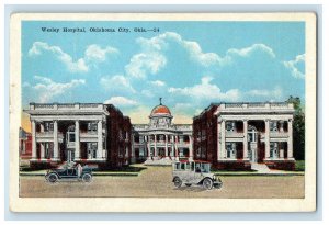 A View Of Wesley Hospital Building Cars Street View Oklahoma City OK Postcard