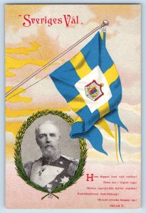 Sweden Postcard Oscar II Sweden's Election Country Flag c1905 Antique Unposted