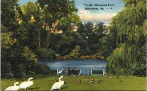 USA Texier Memorial Park Allentown Pennsylvania Linen Postcard 02.75